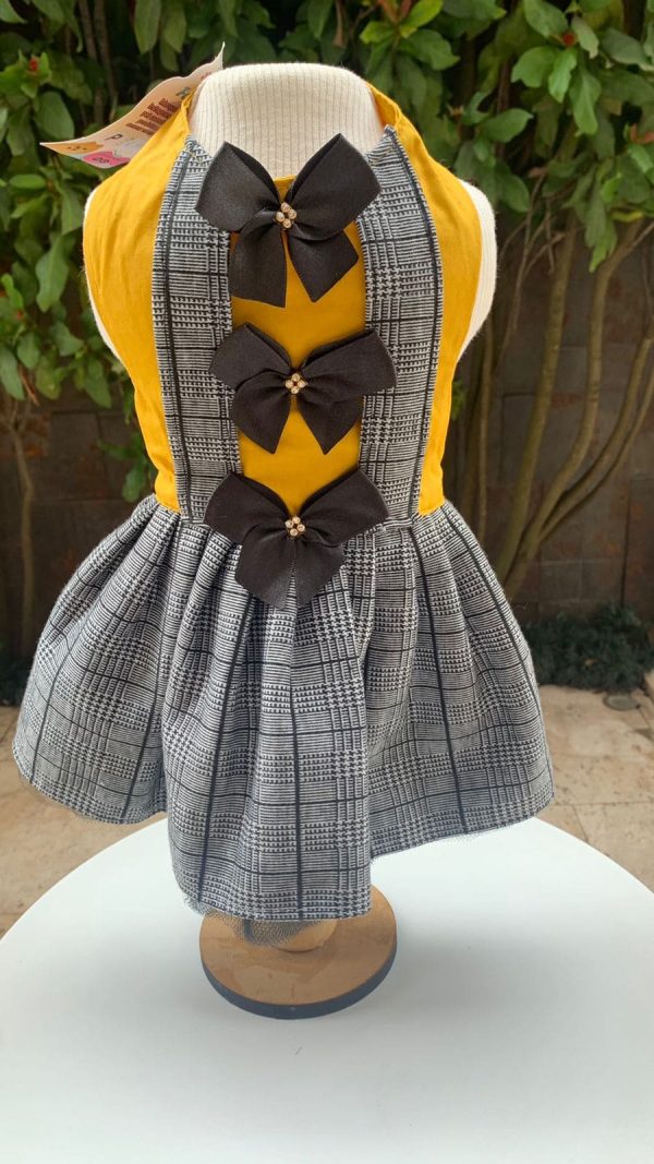 Vestido Jardineira Mostarda com Xadrez (Elenice) - Imagem 2