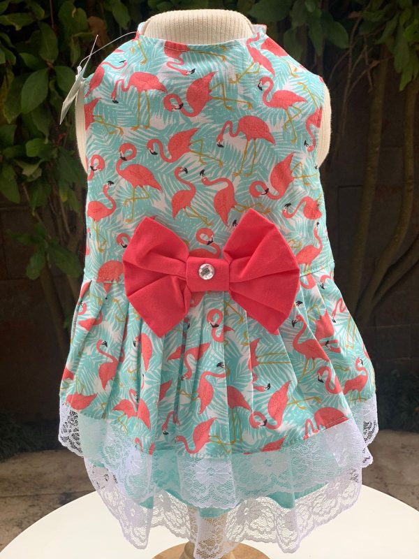 Vestido Flamingo Tropical Laço Coral (Elenice) - Imagem 2