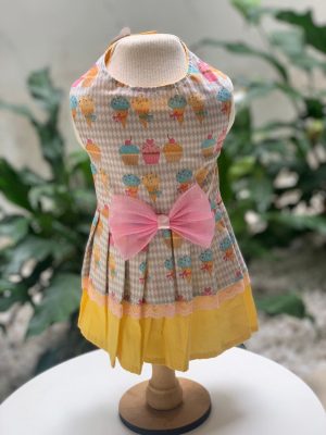 Vestido Doces Cinza e Amarelo (Elenice)