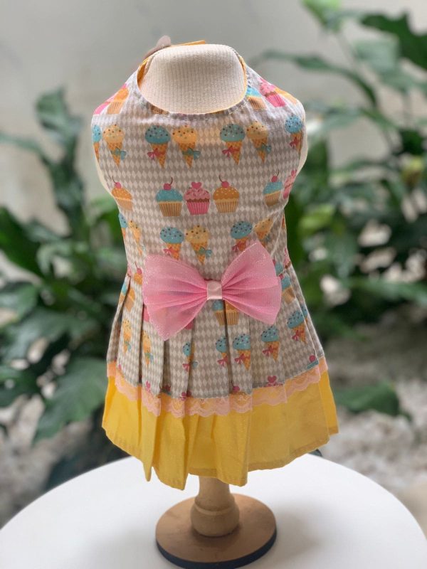 Vestido Doces Cinza e Amarelo (Elenice)
