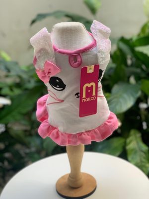 Vestido Coelhinha Branco e Rosa (Malloo)